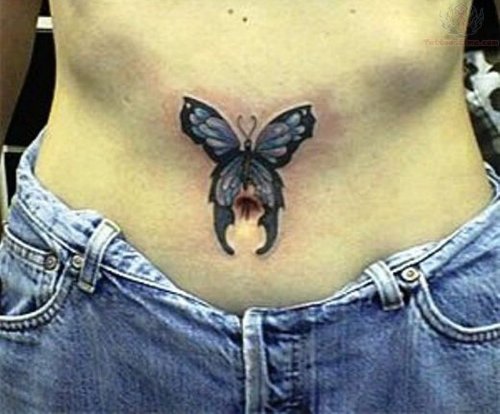 Belly Button Butterfly Tattoo